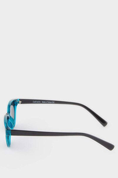 DeFacto Girl's Round Blue Plastic Frame Black Glass Polarized Sunglasses F4325A8Ns