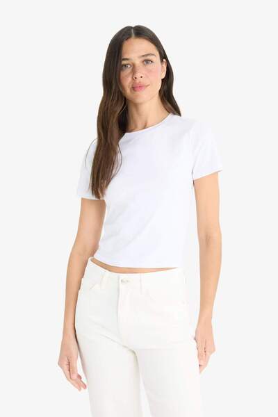 DeFacto Tricou cu mânecă scurtă, cu decolteu, slim fit, slim fit F3535AX25SM