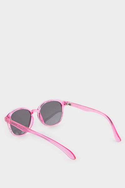 DeFacto Girl's Round Fuchsia Plastic Frame Black Glass Polarized Sunglasses F4307A8Ns