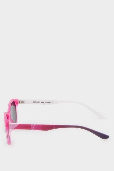 DeFacto Girl's Round Pink Plastic Frame Black Glass Polarized Sunglasses F4301A8Ns