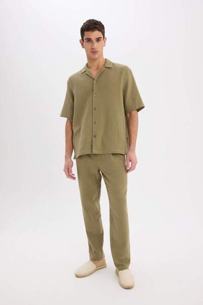 DeFacto 100% Cotton Relax Fit Comfortable Cut Summer Muslin Short Leg Cotton Jogger Pants D6144Ax25Sm