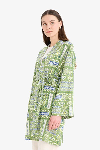 DeFacto Relax Fit Crew Neck Patterned Viscose Kimono E7262Ax25Sm