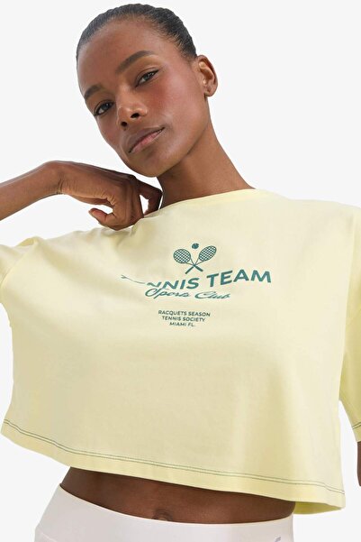 DeFacto DeFactoFit Oversize Wide Fit Crew Neck εμπριμέ αθλητικό κοντομάνικο μπλουζάκι E3597AX25SM