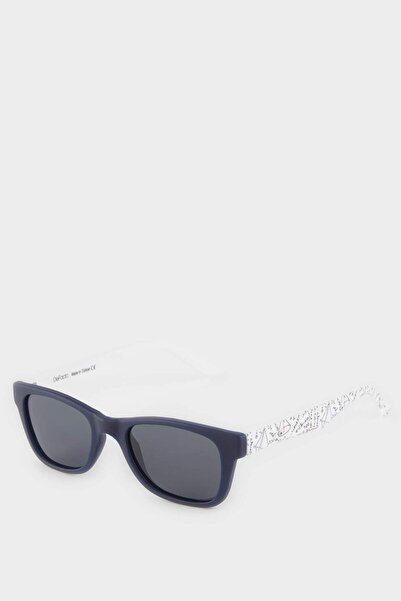 DeFacto Boy's Round Color Plastic Frame Black Glass Polarized Sunglasses F4438A8Ns