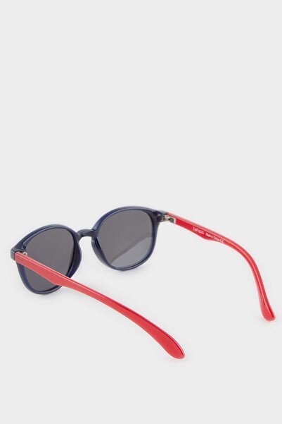 DeFacto Boy's Round Color Plastic Frame Black Glass Polarized Sunglasses F4458A8Ns