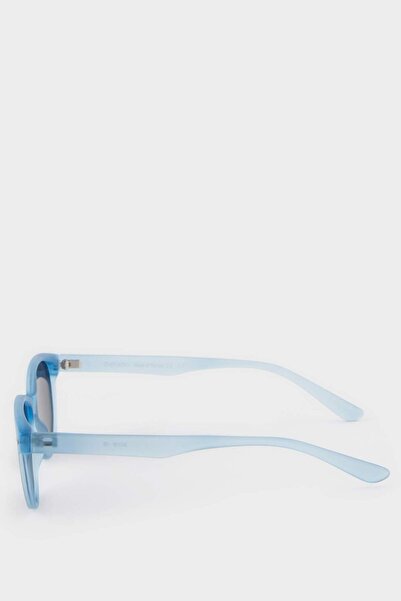 DeFacto Girl's Round Light Blue Plastic Frame Black Glass Polarized Sunglasses F4360A8Ns
