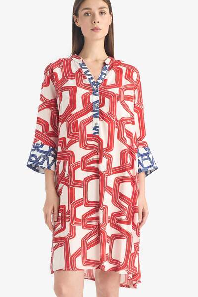 DeFacto Regular Fit Patterned Beach Dress-Fall in Love D0452Ax25Sm
