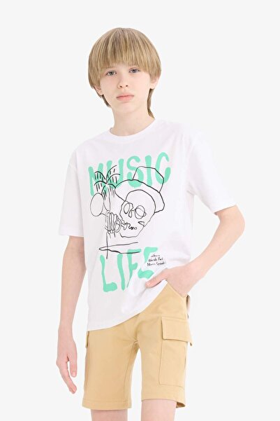 DeFacto Boy's Crew Neck Printed Short Sleeve T-Shirt E0184A825Hs