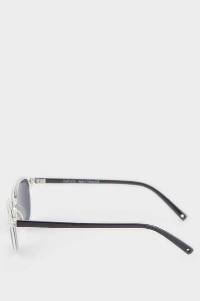 DeFacto Girls Round Transparent Plastic Frame Black Glass Polarized Sunglasses F4312A8Ns