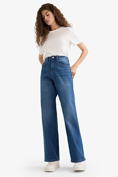 DeFacto Relax Fit Ψηλόμεσο Μακρύ Τζιν Παντελόνι C9615AX24WN