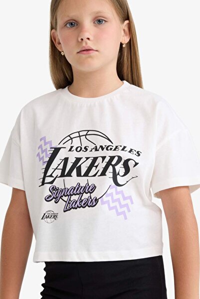 DeFacto Female Child Nba Los Angeles Lakers Crew Neck Short-Sleeve T-Shirt E7632A825Hs