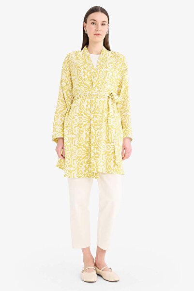 DeFacto Relax Fit Crew Neck Patterned Viscose Kimono E7262Ax25Sm