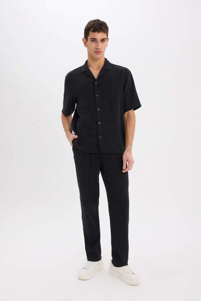 DeFacto %100 Pamuk Relax Fit Rahat Kesim Yazlık Müslin Kısa Paça Pamuklu Jogger Pantolon D6144AX25SM