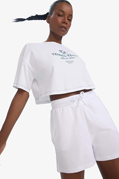 DeFacto Tricou cu mânecă scurtă pentru sport, cu mânecă largă, cu decolteu largi, imprimat, DeFactoFit E3597AX25SM