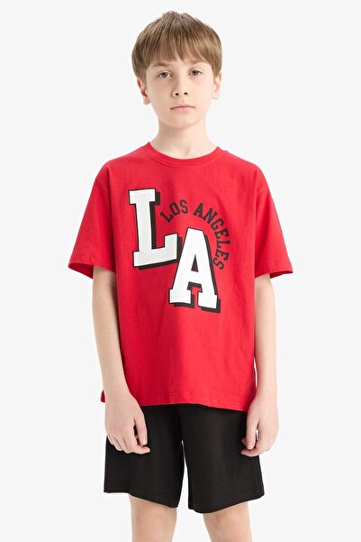 DeFacto Boys' 2-Piece Set Printed Short Sleeve T-Shirt Shorts F1229A825Hs