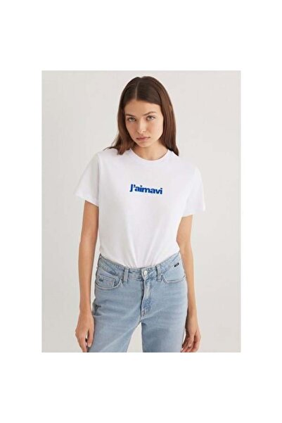 Mavi Γυναικείο T-Shirt Crew Neck Logo Λευκό M1612242-620