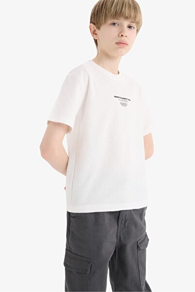 DeFacto Boy's Crew Neck Printed Short Sleeve T-Shirt E5083A825Sm