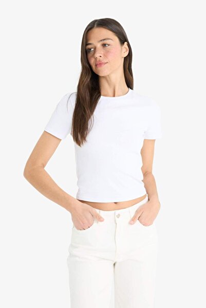 DeFacto Tricou cu mânecă scurtă, cu decolteu, slim fit, slim fit F3535AX25SM