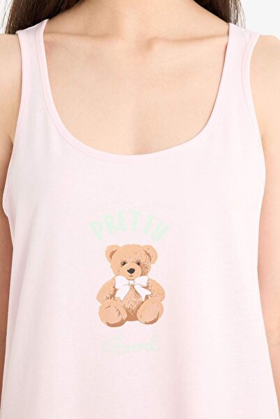 DeFacto Regular Fit U Yaka Baskılı Askılı Gecelik-Fall in Love F3140AX25SM