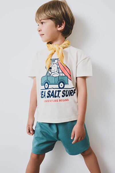 DeFacto Baby Boy 2 Pcs Suit Printed Short Sleeve T-Shirt Shorts E1171A525Sm