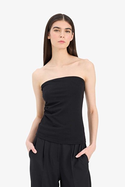DeFacto Slim Fit Tight Fit Strapless Black Blouse F4425Ax25Sm