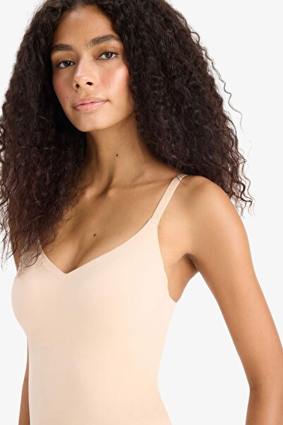 DeFacto Çıkarılabilir Pedli Ten Rengi Bodysuit Korse-Fall in Love E4743AX25SM