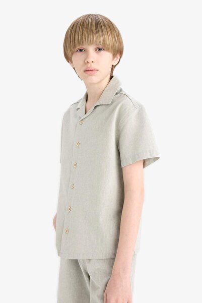 DeFacto Erkek Çocuk Oversize Geniş Kalıp Polo Yaka Müslin Kısa Kollu Gömlek E3314A825HS