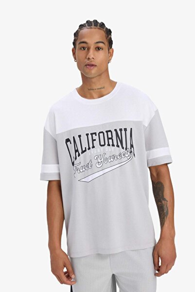 DeFacto Defactofit Quick Dry Oversize Wide Fit Crew Neck Printed Athlete Short Sleeve T-Shirt E4122Ax