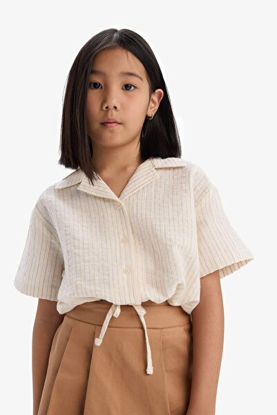 DeFacto Kız Çocuk Cropped Fit Müslin Kısa Kollu Gömlek D9146A825SM