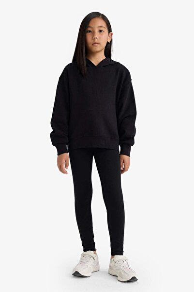 DeFacto Kız Çocuk Basic Düz Uzun Siyah Tayt B5654A825SM