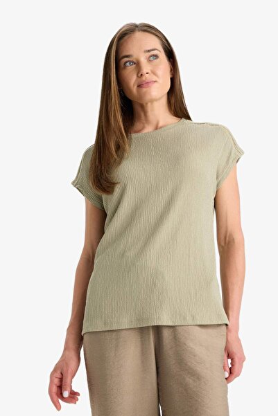 DeFacto Crew Neck Wrap Short Sleeve T-Shirt F2768Ax25Sm