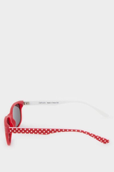DeFacto Girl's Round Red Plastic Frame Black Glass Polarized Sunglasses F4361A8Ns