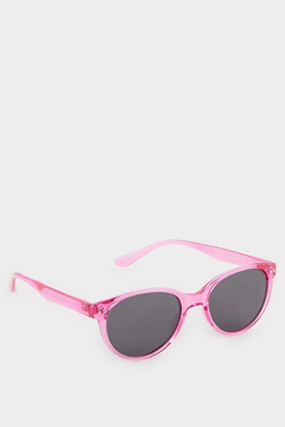 DeFacto Girl's Round Fuchsia Plastic Frame Black Glass Polarized Sunglasses F4311A8Ns