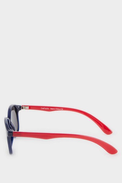 DeFacto Boy's Round Color Plastic Frame Black Glass Polarized Sunglasses F4458A8Ns