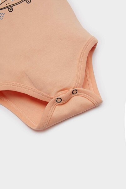 DeFacto Erkek Bebek Yenidoğan Bisiklet Yaka Baskılı Ribana Kısa Kollu Çıtçıtlı Body E8230A525SM