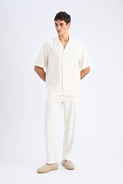 DeFacto Summer Viscose Jogger Pants Regular Fit Regular Cut Linen Blended Straight Leg with Pockets B4867Ax25Sm