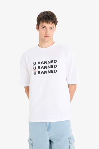 DeFacto Μπλουζάκι με κοντό μανίκι με στάμπα από 100% βαμβάκι F5705AX25SM