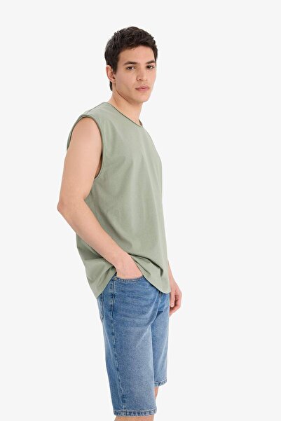 DeFacto %100 Pamuk Boxy Fit Bisiklet Yaka Basic Düz Atlet C7205AX25SM