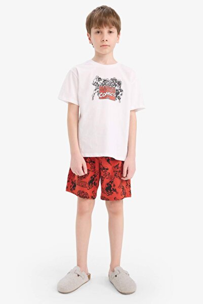 DeFacto Erkek Çocuk Marvel Comics Pijama Takımı Kısa Kollu Üst Şort E2702A825HS