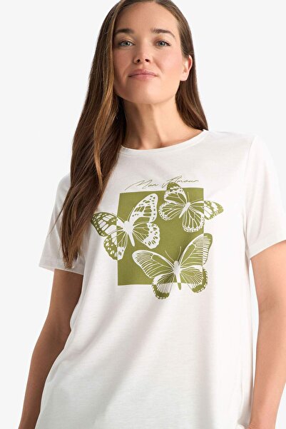 DeFacto Crew Neck Printed Short Sleeve T-Shirt F3554Ax25Sm