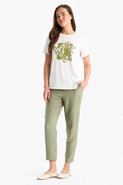 DeFacto Crew Neck Printed Short Sleeve T-Shirt F3554Ax25Sm