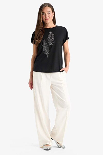 DeFacto Μπλουζάκι με κοντό μανίκι με στάμπα με λαιμόκοψη Regular Fit F4834AX25SM