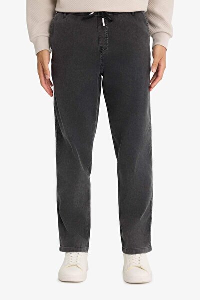 DeFacto Yazlık Wide Leg Geniş Kalıp Beli Lastikli Geniş Paça Jean Kar Yıkamalı Pantolon F2949AX25SP