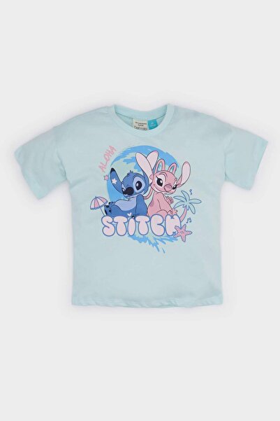 DeFacto Kız Bebek Disney Lilo & Stitch Bisiklet Yaka Kısa Kollu Tişört E7120A525SM