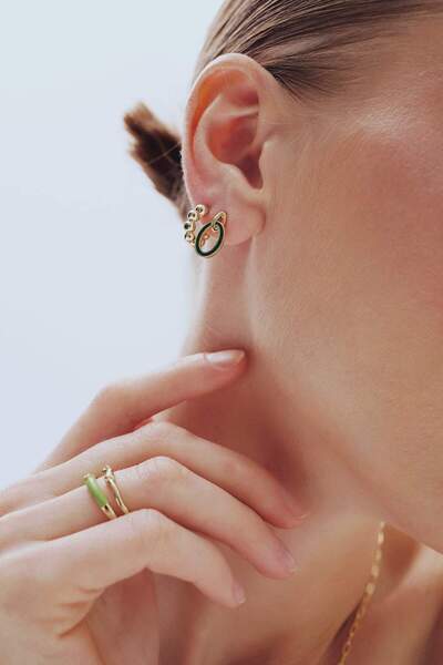 DeFacto Reis x 14 Ayar Altın Kaplama Green Triple Shine Kadın 3'lü Gold ve Ye...