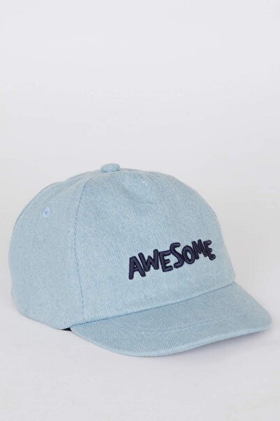 DeFacto Бродирана дънкова шапка за бебе момче D8379A525SM