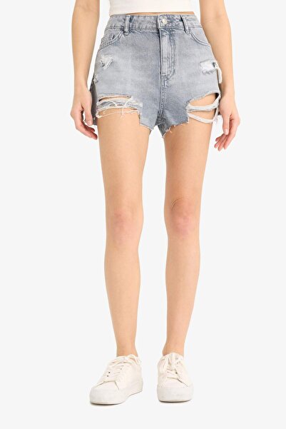 DeFacto High Waist Cut Out Jean Shorts E4694Ax25Sm