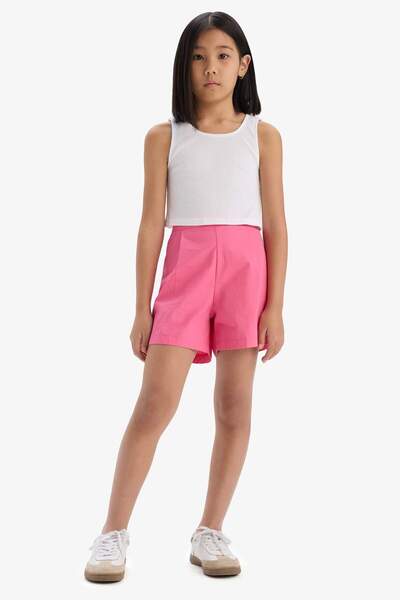 DeFacto طقم بناتي مكون من قطعتين، شورت قصير بتصميم مضلع E5695A825HS