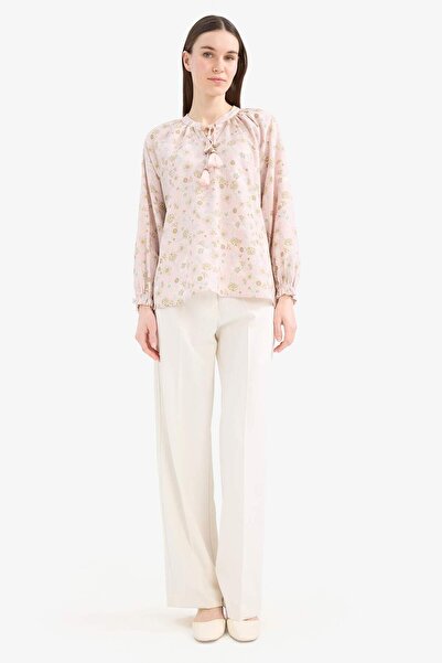 DeFacto Relax Fit Bağcıklı Yaka Desenli Uzun Kollu Tesettür Gömlek Tunik E1100AX25HS