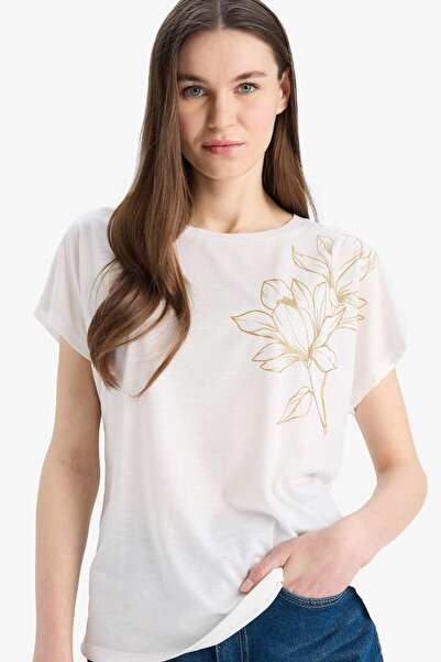 DeFacto Μπλουζάκι με κοντό μανίκι με λαιμόκοψη E9892AX25SM